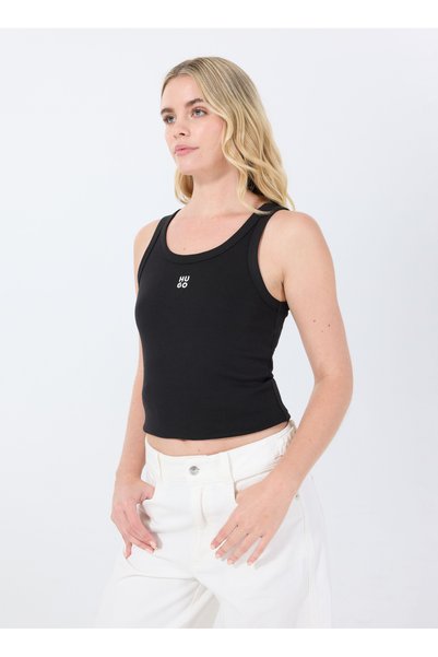 Crew Neck Plain Black Women's Undershirt 50514489