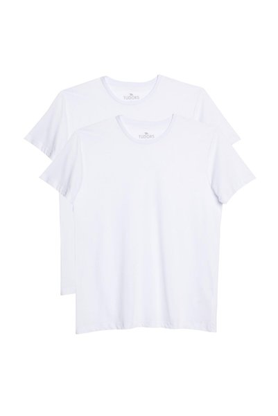 Unisex 2-Pack White Slim Fit Slim Fit 100% Cotton Crew Neck T-shirt