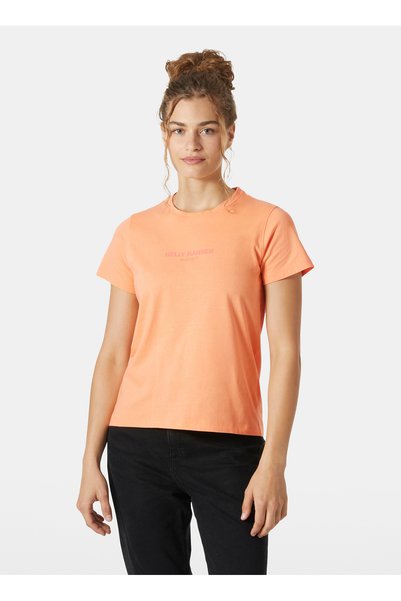 Hha.54591_Helly Hansen W Core T-Shi Salmon Crew Neck Normal Plain Women's T-Shirt