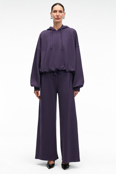 Ormira Women's Oversize Fit Elastic Waist Purple Sweatpants with Side Pockets