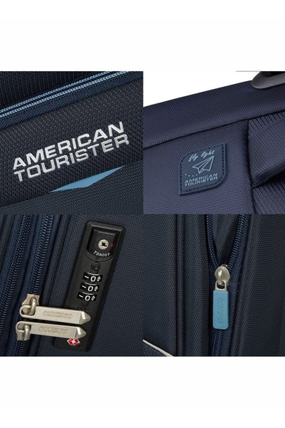 Navy Blue Fabric Suitcase with Spinner Wheels Summerride-Spinner S Exp Tsa