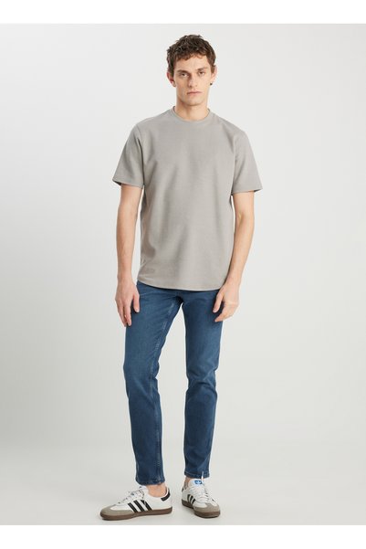 Crew Neck Gray Men's T-Shirt W2510718035 Gray T-Shirt