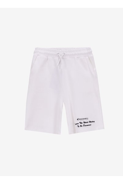 Elastic Waist Relaxed White Boy's Shorts D5Sb-Sht3204