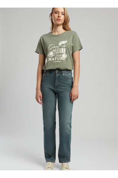 High Waist Straight Leg Straight Women Denim Pants 252 Lcf 121021 Diana Falcon Blue