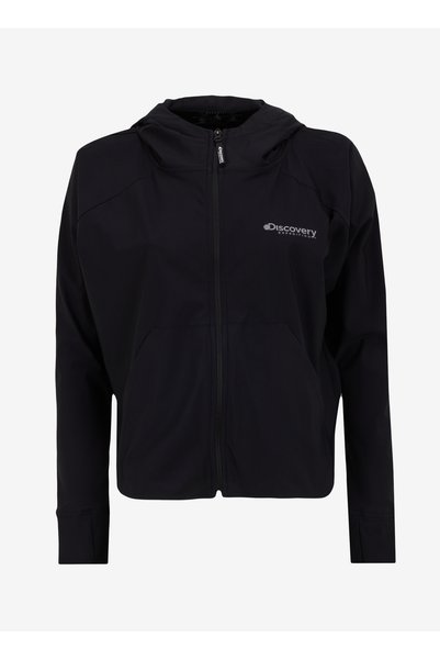 D5Sl-Swt3551 Black Hooded Relaxed Printed Women's Sweatshirt