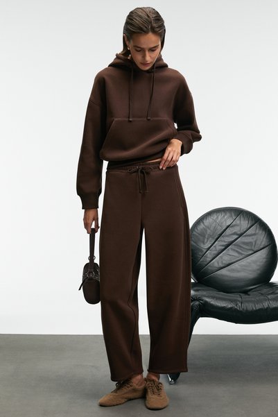SELORIN Women's Baggy Double Pocketed Brown Sweatpants