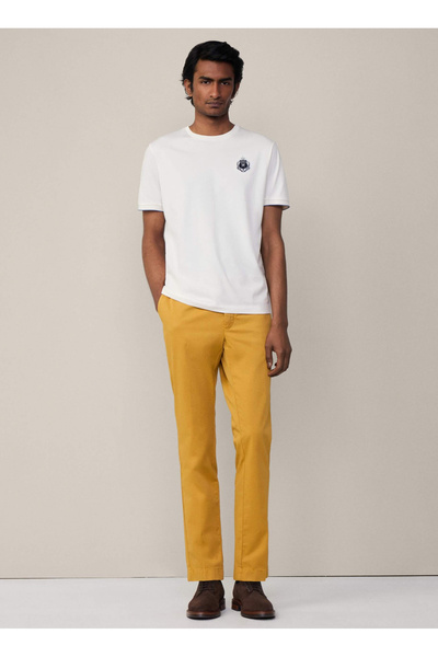 Crew Neck Ecru Men's T-Shirt Hm500846