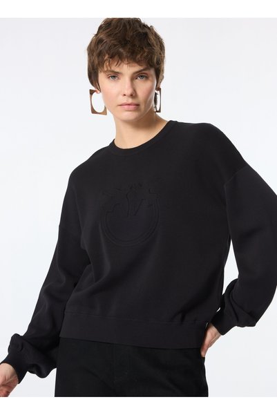 Pinko Round Neck Plain Black Women's Sweatshirt 104002-A115/Z99