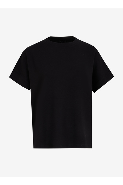 Black Women's Crew Neck Relaxed Sweatshirt Fc5Sl-Swt0097