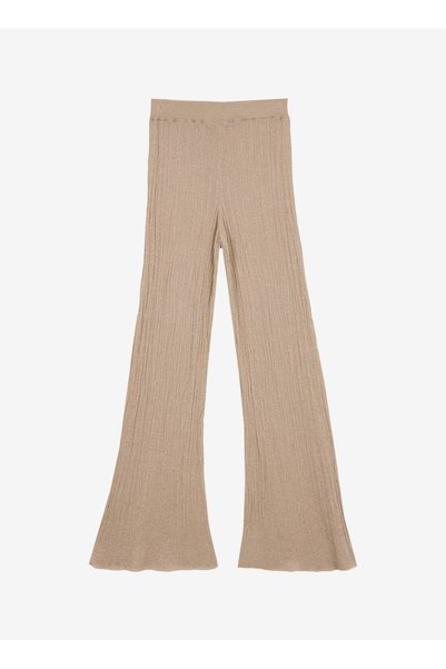 Standard Waist Relaxed Beige Women's Trousers F5Sl-Pnt0305