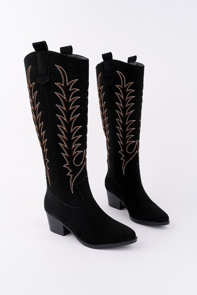 Texas Pointed Toe Embroidered Thick Heeled Women's Cowboy Western Boots