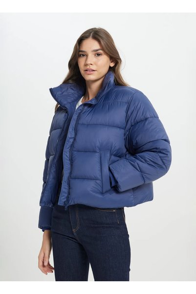 Loose Fit Relaxed Cut Navy Blue Puffer Jacket