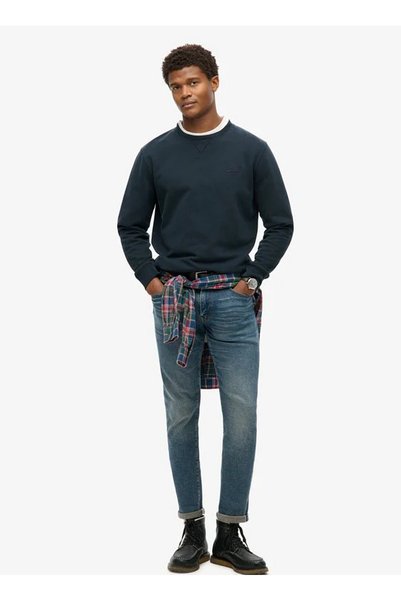 Crew Neck Navy Blue Men's Sweatshirt M2013751A98T_Essential Logo Crew Sw