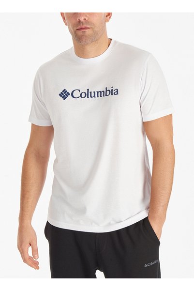 Cs0287 Csc m Basic Big Logo Brushed White Men's O-Neck Regular Fit Printed T-Shirt
