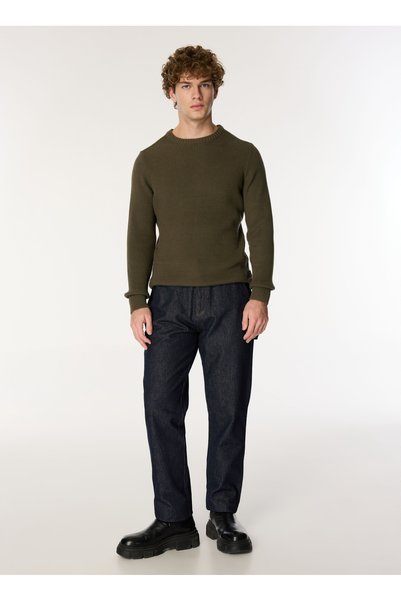 Normal Waist Wide Leg Navy Blue Men's Trousers M4Wm-Pnt-1313