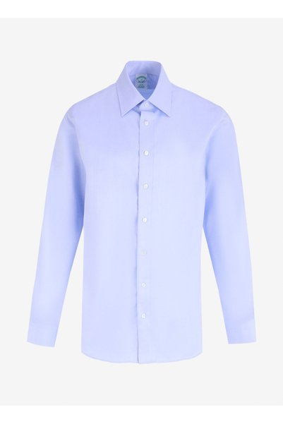 Slim Fit Classic Collar Herringbone Patterned Blue Men's Shirt Bbfw24Msh005