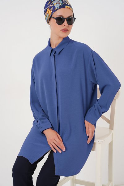 Women's Long Shirt Tunic 5945 - D. Indigo