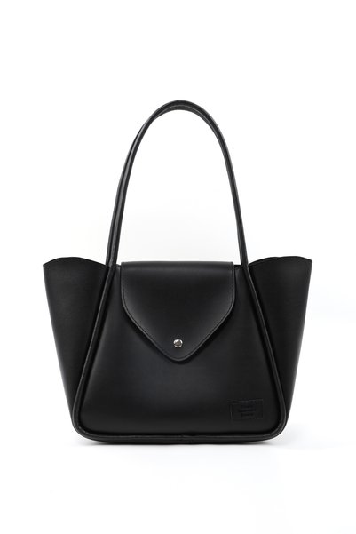 Black Shk249 Faux Leather, Single Compartment with Snap Closure, Large Size Hand, Arm, and Shoulder Bag