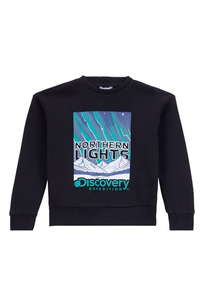 Printed Boy's Black Sweatshirt D5Wb-Swt3019