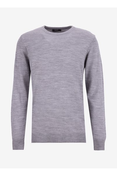 Polo Neck Relaxed Plain Gray Melange Men's Sweater Pbf5Wm-Kzk 5049