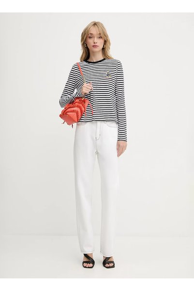 High Waist Straight Leg Standard White Women's Denim Pants A3W10014