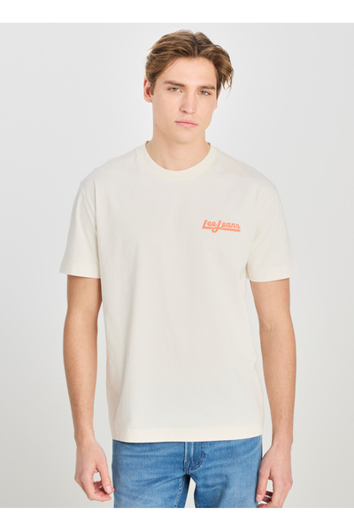 Crew Neck Ecru Men's T-Shirt Lm828731543 Relaxed Fit Graphic