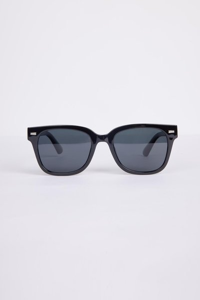 Unisex Round Black Framed Sunglasses