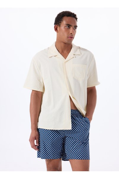 Navy Blue Men's Printed Shorts Swimwear F5Sm-Myo09