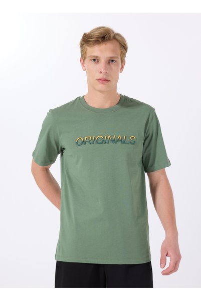 Crew Neck Dark Green Men's T-Shirt 12288566_JORX90 TEE SS CREW NECK BS