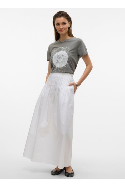 Mid Waist White Women's Long Skirt Vmdisla Mw Long Skirt Wvn Btq