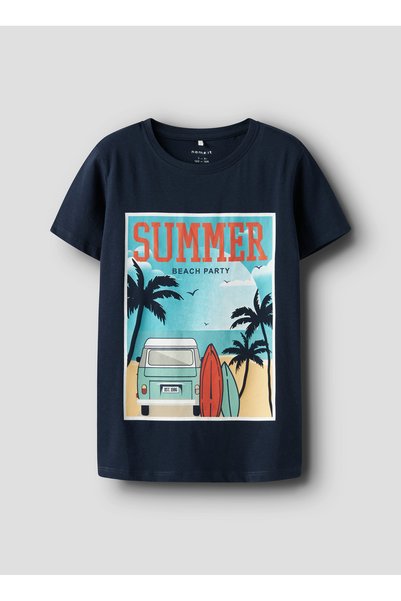 Name İt Printed Navy Blue Boy's T-Shirt 13239199