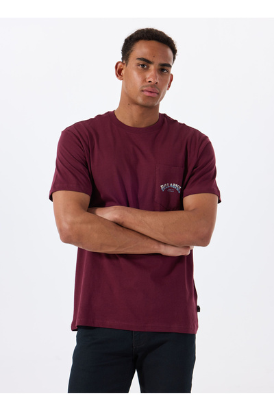 Billabong Stacked Arch Pkt Ebyzt00175 Purple Bicycle Collar Regular Fit Straight Men's T-Shirt