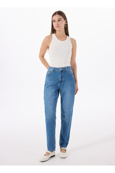 Standart Waist Normal Leg Normal Blue Women Denim Pants Brooks Relax Slim-35