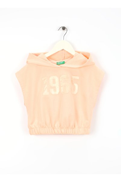 Embroidered Girl's Peach Sweatshirt 32N4C204H