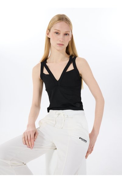 D5Sl-Tst3576 Black Relaxed Straight Women's Undershirt
