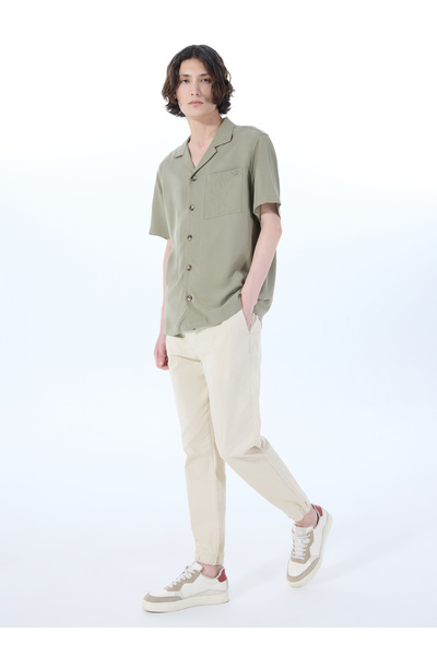 Elastic Leg Beige Men's Cargo Pants M5Sm-Pnt1316