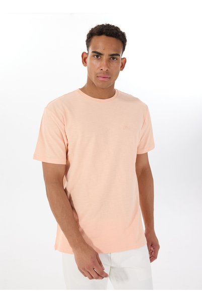 Eqykt04377 Slub Roundneck Salmon Crew Neck Regular Fit Men's T-Shirt