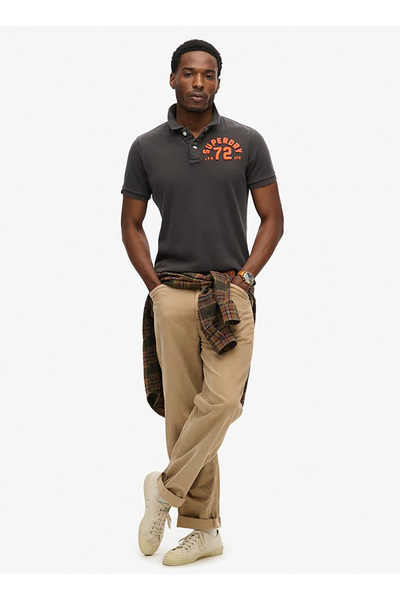 Polo Collar Black Men's T-Shirt M1110396A-Afb_Vintage Athletic Polo