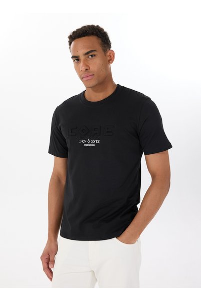 Crew Neck Black Men's T-Shirt 12288526_Jcobeyond Tee Ss Crew Neck