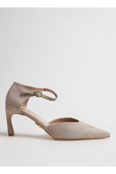 Suede Beige Women's Heeled Shoes D-Cliona
