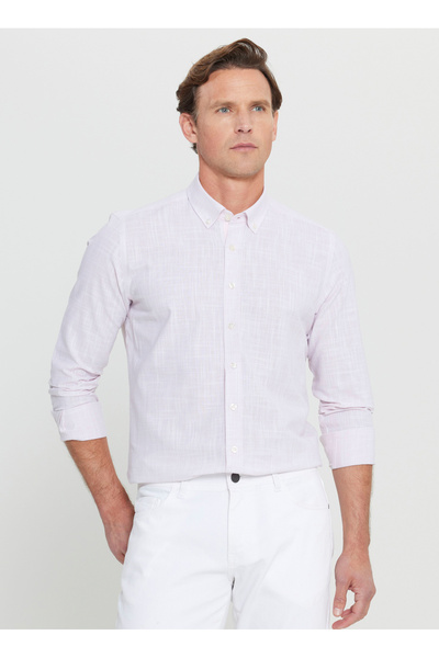 Altınyıldız Classics Slim Fit Buttoned Collar Pink Men's Shirt Ace020252168_Pmb