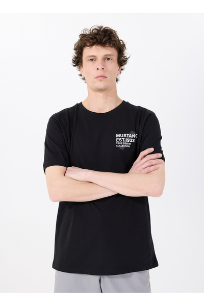 Crew Neck Printed Black Men's T-Shirt M5Sm-Tst1929