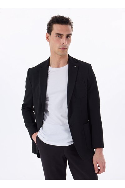 Regular Fit Black Men's Plain Jacket Fc5Sm-Ckt 2314