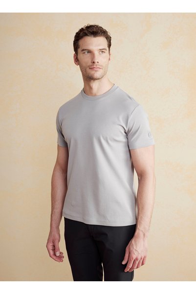 Crew Neck Gray Men's T-Shirt Bbss25Mts011
