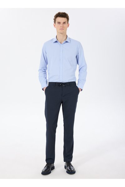 Normal Waist Regular Leg Navy Blue Men's Chino Pants Pbf5Sm-Pnt 5019