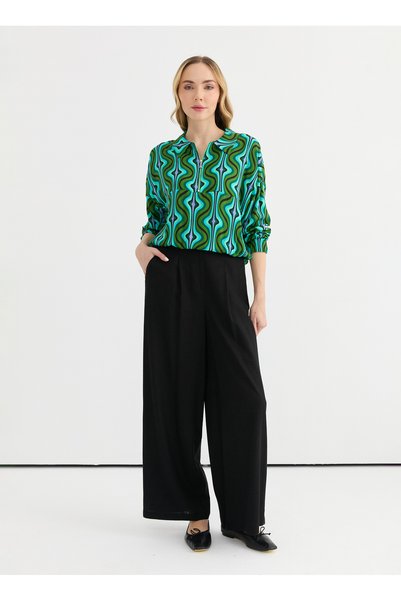 Normal Waist Standard Black Women's Trousers 25Ysl5356