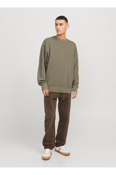 Crew Neck Green Men's Sweatshirt 12268273_Jjecharge Faded Sweat Crew