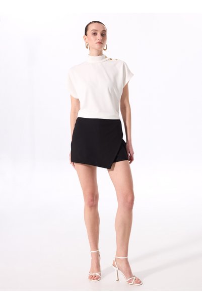 Standard Waist Black Women's Straight Short Skirt F5Sl-Etk0391