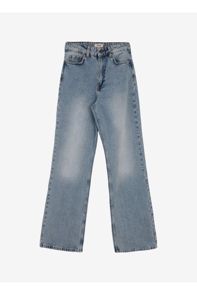 High Waist Flared Leg Regular Fit Indigo Women Denim Pants J5Sl-Pnt7095