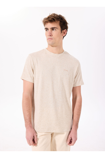 Stone Men's Loose Fit Linen Blend T-Shirt J5Sm-Tst7373